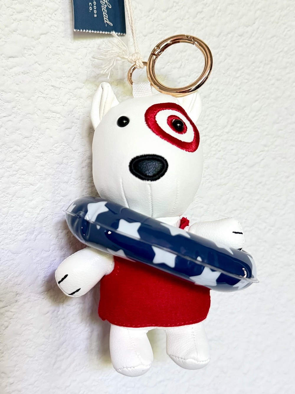 Target Universal Thread Bullseye Dog Summer Plush Keychain Bag Charm NEW